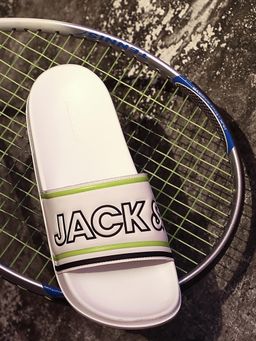 Jack & Jones - White Contrast Logo Pool Sliders