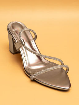 Dapper Feet - Embellished Block Sandal Heels - Gold