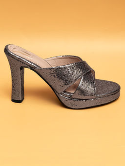 Dapper Feet - Criss Cross Metallic Sandal Heels