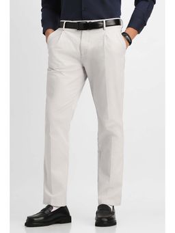 Snitch - White Solid Slim Casual Chinos