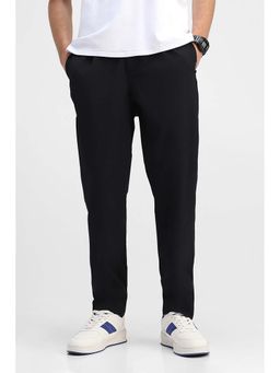 Snitch - Black Solid Relaxed Casual Trousers