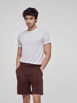 FEIER - Brown High Waist Solid Shorts