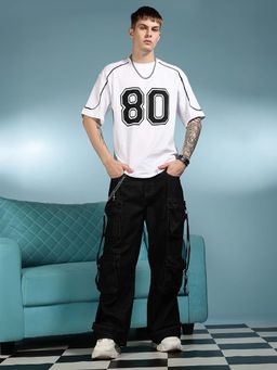 Eszett - Black Baggy Casual Solid Jeans