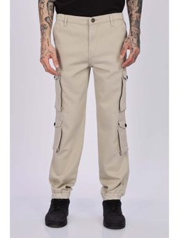 Eszett - Cream Textured Casual Jeans