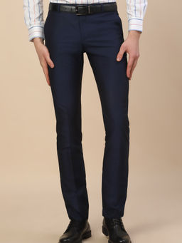 Cantabil - Navy Blue Formal Self Design Trousers