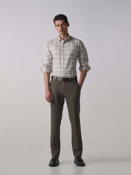 Reid & Taylor - Khaki Formal Solid Trousers