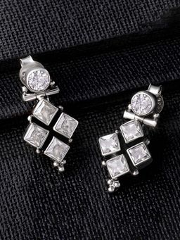 Peora - 925 Sterling Silver Oxidised Finish Anti Tarnish Square Earrings Jewellery-PF59E32W