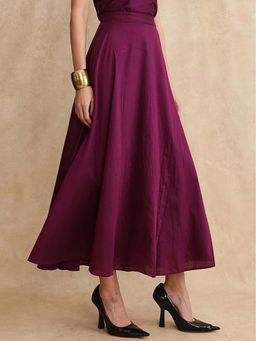 RAREISM - Carfa-B Purple Flared Maxi Skirt