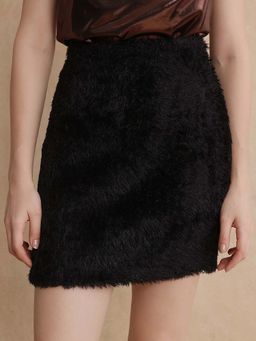 RAREISM - Pilxar-B Black Solid Fitted Mini Skirt