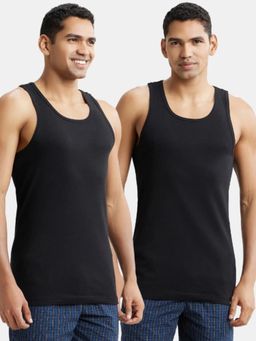 Jockey - 9922 Men Super Combed Cotton Rib Round Neck Gym Vest - Black