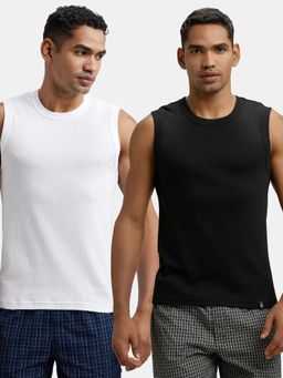 Jockey - 9930 Men Super Combed Cotton Rib Solid Muscle Vest - Black and White