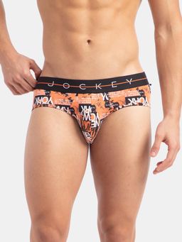 Jockey - NY01 Men Super Combed Cotton Elastane Printed Brief - Flamingo