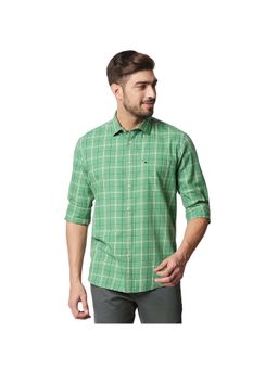 BASICS - Casual Checked Green 100% Cotton Slim Shirt