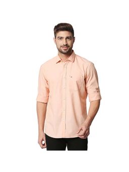 BASICS - Casual Plain Orange 100% Cotton Slim Shirt
