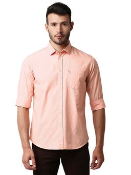 BASICS - Casual Plain Orange 100% Cotton Slim Shirt