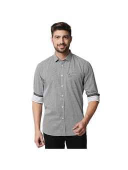 BASICS - Casual Printed Grey 100% Cotton Slim Shirt