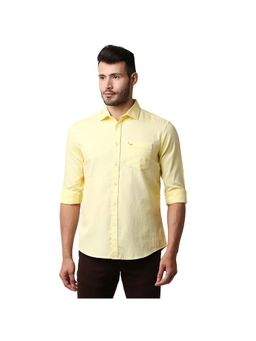 BASICS - Casual Plain Yellow 100% Cotton Slim Shirt