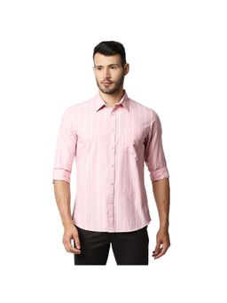 BASICS - Casual Striped Pink 100% Cotton Slim Shirt