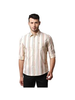 BASICS - Casual Striped Yellow 100% Cotton Slim Shirt