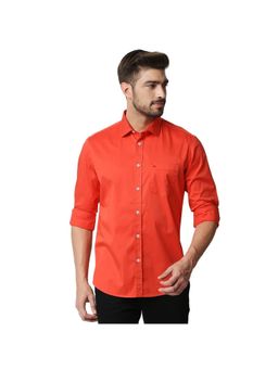 BASICS - Casual Plain Orange Cotton Stretch Slim Shirt