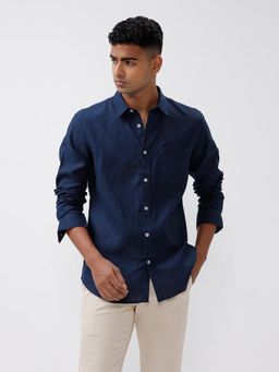 BASICS - Slim Fit Linen Cotton Checks Shirt