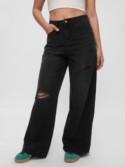 The Souled Store - Denim: Amaranth Black Wide Leg Women Jeans