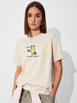 The Souled Store - Women Monday Frog Relaxed T-Shirt