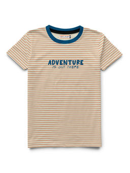HELLCAT - Trendy Beige Stripes Half Sleeve T-Shirt