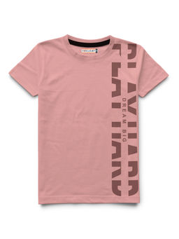 HELLCAT - Trendy Pink Typography Half Sleeve T-Shirt