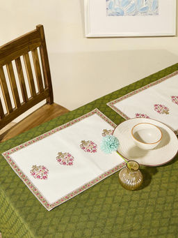 Fabindia - Green Cotton Printed Lavanya Mat (Pack of 6)