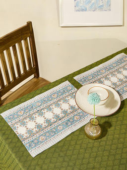 Fabindia - Blue Cotton Printed Mat (Pack of 6)