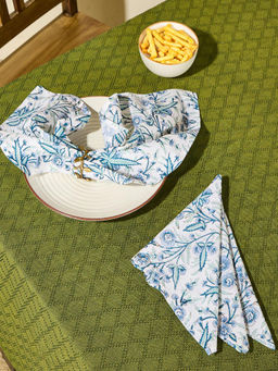 Fabindia - Blue Cotton Printed Napkin (Pack of 6)