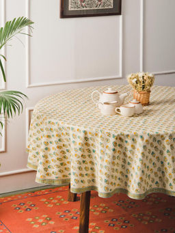 Fabindia - Teal Cotton Printed Table Cover