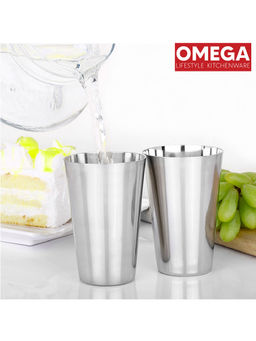 Omega - Stainless Steel Plain Glass-Tumbler (Pack of 2)