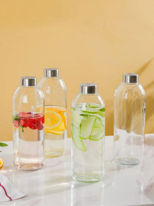 Buy Nestasia Borosilicate Glass Water Bottle 1 L (Pack of 4) Online