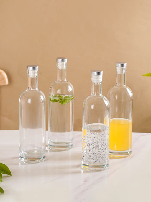 Nestasia Glass Water Bottle with Stopper 500ml (Pack of 4)