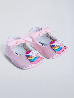 Hopscotch - Unicorn Bow Applique Pink Ballerinas