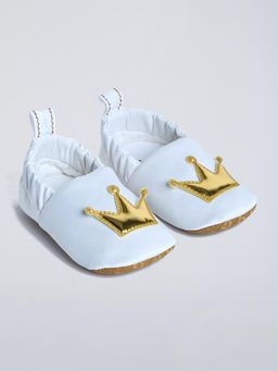 Hopscotch - Crown Applique White Loafers