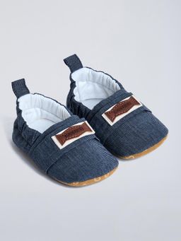 Hopscotch - Textured Striped Blue Loafers
