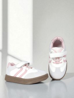 Truffle Collection - Pink Synthetic Leather Velcro Sneakers For Kids