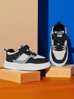 Truffle Collection - Black Synthetic Leather Velcro Sneakers For Kids