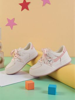 Truffle Collection - Pink Synthetic Leather Lace-Ups Sneakers For Kids