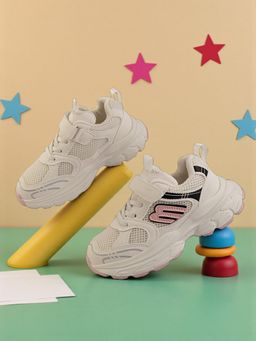 Truffle Collection - Pink Mesh Velcro Sneakers For Kids