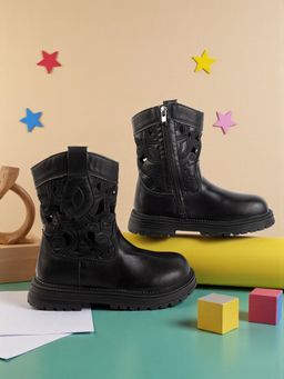 Truffle Collection - Black Synthetic Leather Casual Boots For Kids