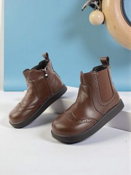 Truffle Collection - Brown Synthetic Leather Casual Boots For Kids
