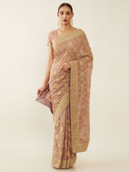 Soch - Embroidered Georgette Saree with Unstitched Blouse