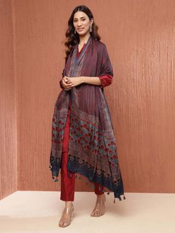 Fabindia - Indigo Viscose Blend Ajrakh Printed Dupatta