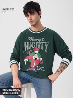 The Souled Store - Official Johnny Bravo Merry and Mighty Men Oversized Sweatshirt
