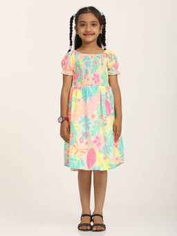 ZION - Girls Multi-Color Floral Knee Length Dress