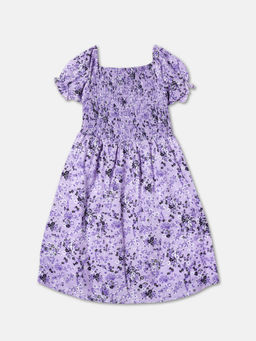ZION - Girls Purple Printed Knee Length Dress